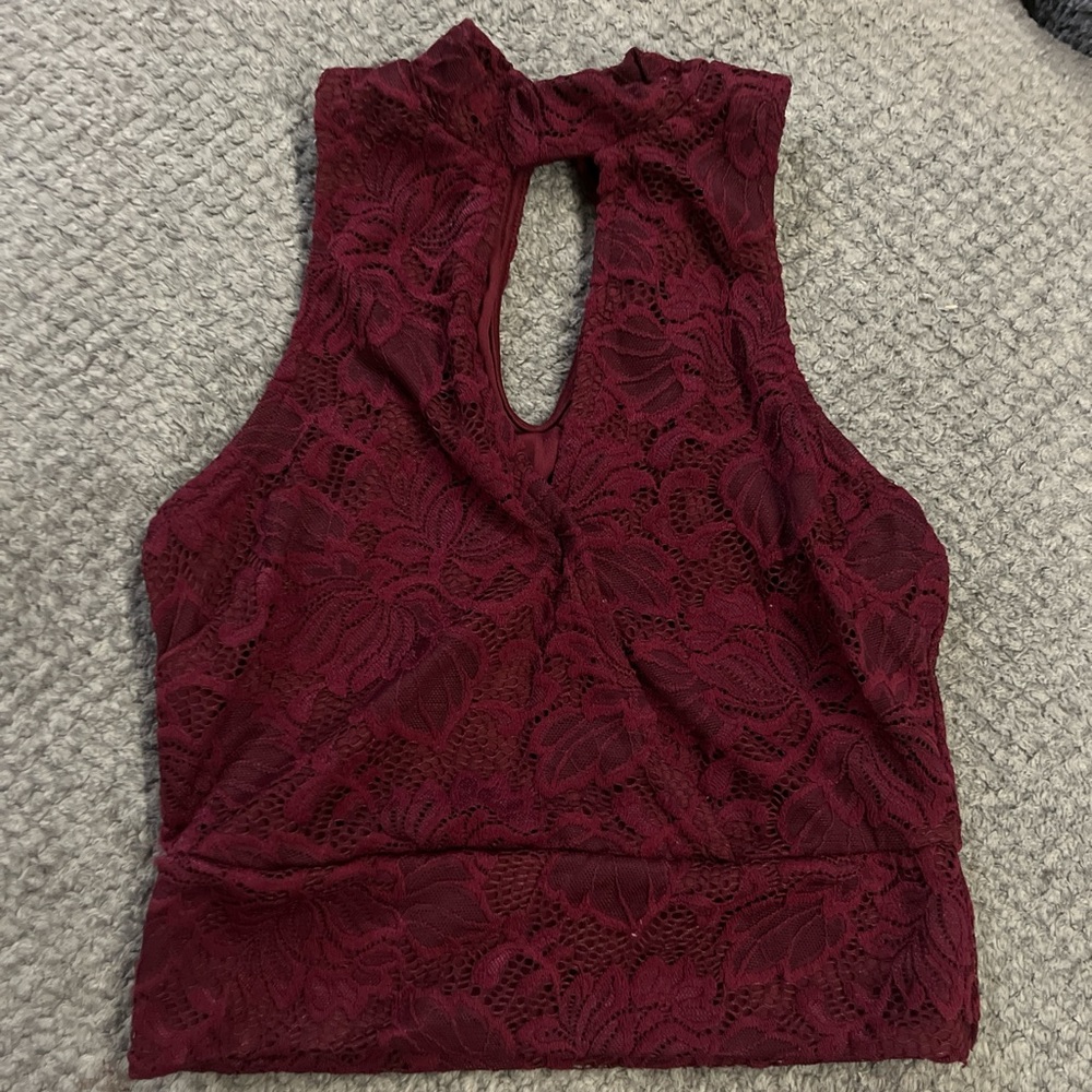 Charlotte Russe Burgundy Lace Tank Top